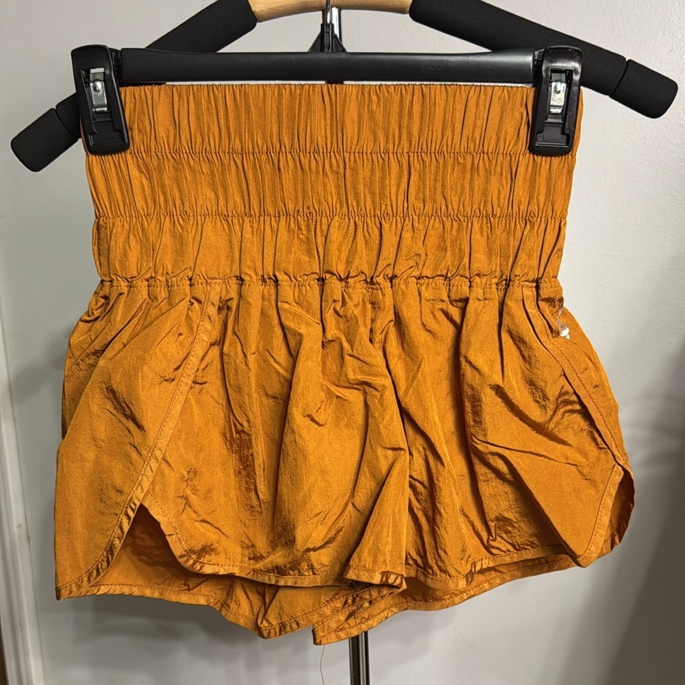 Free People Movement Smocked High Rise Shorts XS Mustard Yellow